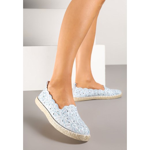 Jasnoniebieskie Plecione Espadryle Vices z Kwiatowym Motywem z Ażurowymi Wycięciami Honavia ze sklepu renee.pl w kategorii Espadryle damskie - zdjęcie 178525005