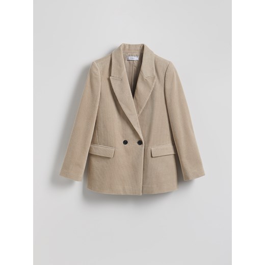 Reserved - Sztruksowa marynarka dwurzędowa - beżowy Reserved M Reserved