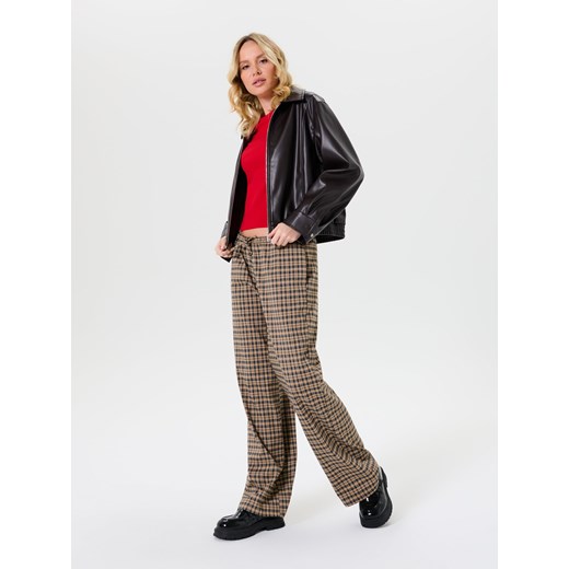 Sinsay - Prążkowana koszulka - czerwony Sinsay S Sinsay