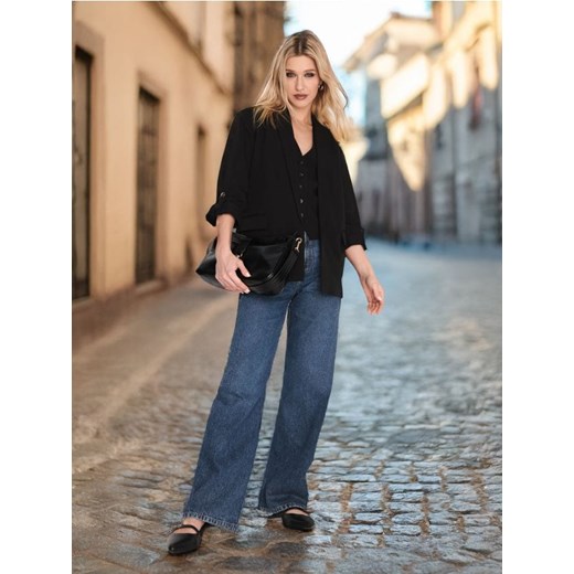 Sinsay - Jeansy high waist - granatowy ze sklepu Sinsay w kategorii Jeansy damskie - zdjęcie 178529196