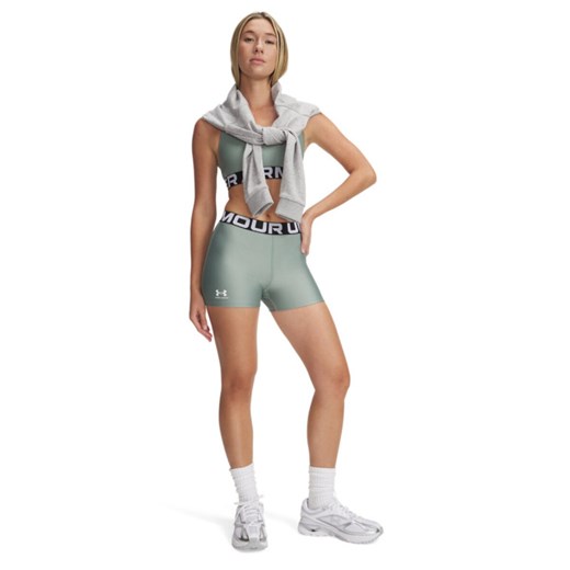Damskie legginsy krótkie treningowe Under Armour UA Hg Authentics Shorty  - zielone ze sklepu Sportstylestory.com w kategorii Spodenki męskie - zdjęcie 178529775