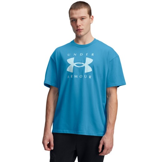 Męski t-shirt z nadrukiem Under Armour UA M Hw Os Branded Ss - niebieski ze sklepu Sportstylestory.com w kategorii T-shirty męskie - zdjęcie 178529789