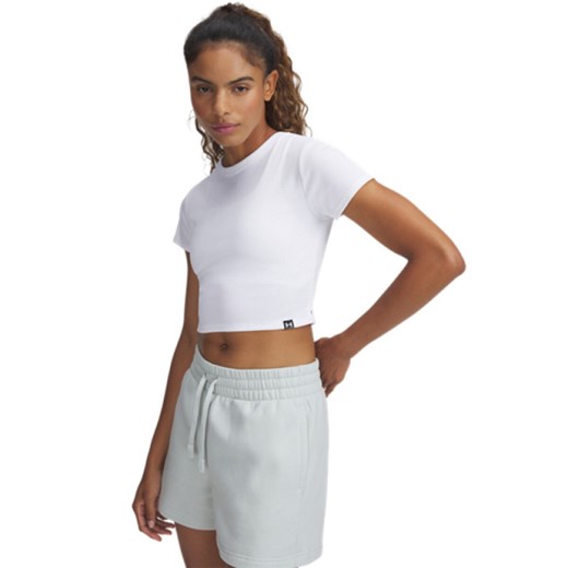 Damski t-shirt crop top Under Armour UA Rival Rib Baby Tee - biały ze sklepu Sportstylestory.com w kategorii Bluzki damskie - zdjęcie 178529807