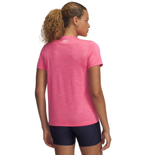 Damska koszulka treningowa Under Armour Tech SSC- Twist - różowa ze sklepu Sportstylestory.com w kategorii Bluzki damskie - zdjęcie 178529827
