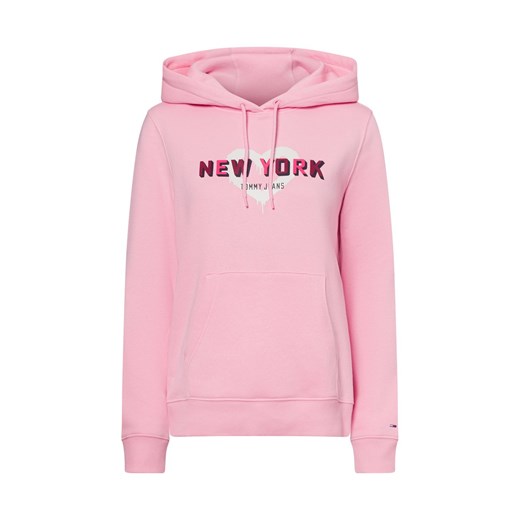 Tommy Jeans Damski sweter z kapturem Kobiety Bawełna różowy jednolity ze sklepu vangraaf w kategorii Bluzy damskie - zdjęcie 178530449
