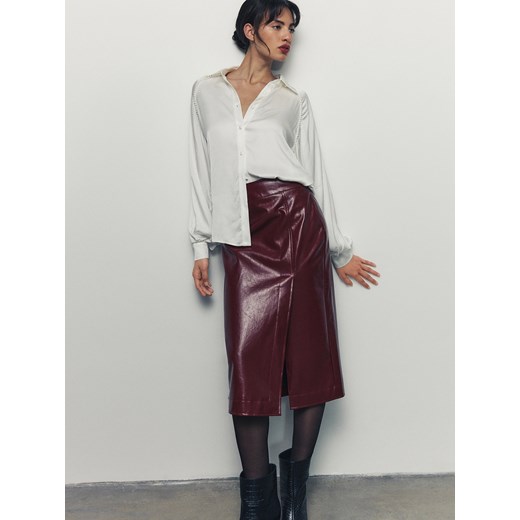 Reserved - Spódnica midi z imitacji skóry - burgundowy ze sklepu Reserved w kategorii Spódnice - zdjęcie 178530705