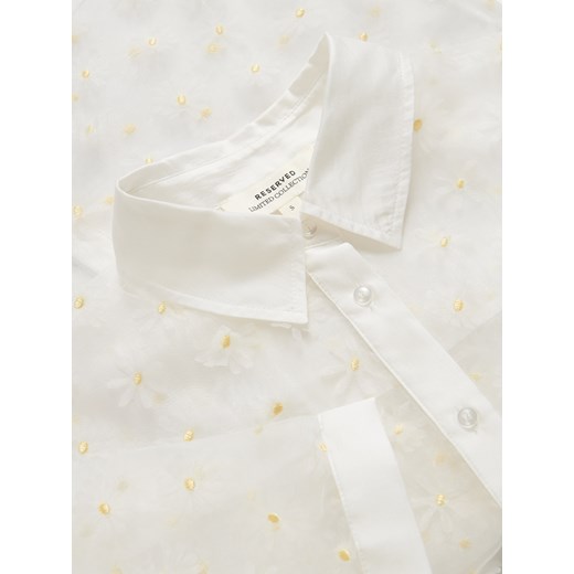 Reserved - Transparentna koszula z aplikacjami - biały Reserved M Reserved