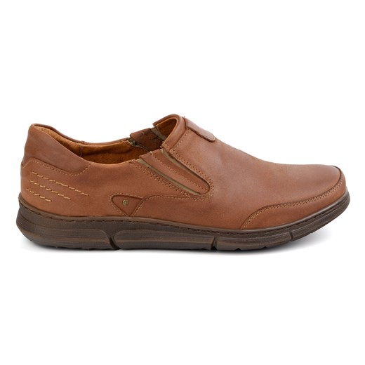 Buty męskie wsuwane skórzane J51 camel ze sklepu butyolivier w kategorii Półbuty męskie - zdjęcie 178533996