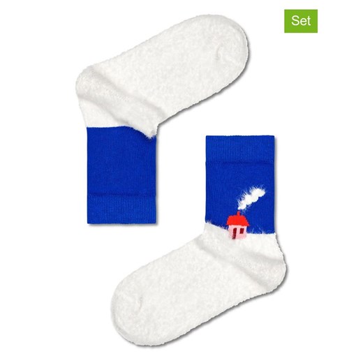 Happy Socks Skarpety (2 pary) w kolorze niebiesko-białym ze sklepu Limango Polska w kategorii Skarpetki dziecięce - zdjęcie 178535825