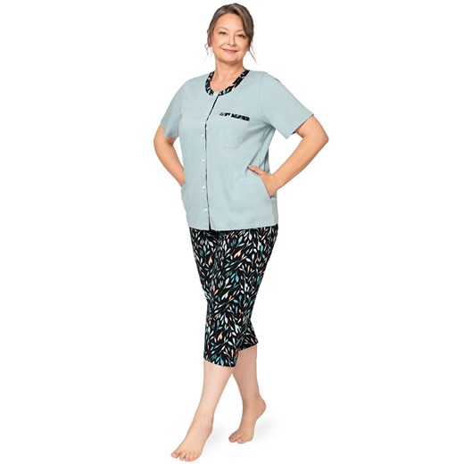 Piżama damska rozpinana Olga I 261 21, Kolor turkusowy-wzór, Rozmiar M, MARTEL ze sklepu Intymna w kategorii Piżamy damskie - zdjęcie 178536699