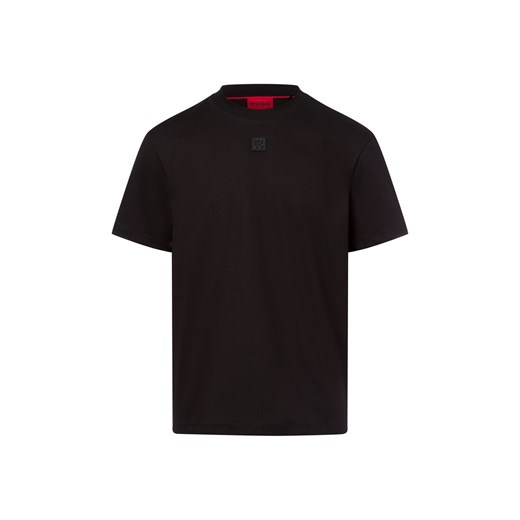 HUGO Koszulka męska - Dalile Mężczyźni Bawełna czarny jednolity ze sklepu vangraaf w kategorii T-shirty męskie - zdjęcie 178537506