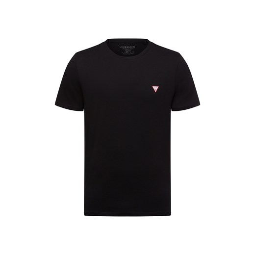 GUESS Koszulka męska Mężczyźni Bawełna czarny jednolity ze sklepu vangraaf w kategorii T-shirty męskie - zdjęcie 178537577