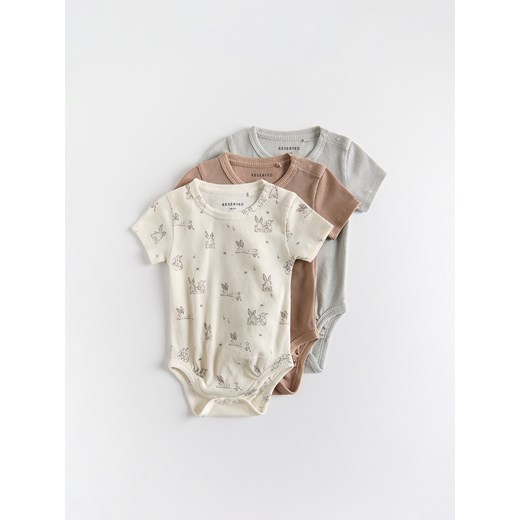 Reserved - Bawełniane body 3 pack - brązowy ze sklepu Reserved w kategorii Body niemowlęce - zdjęcie 178538907