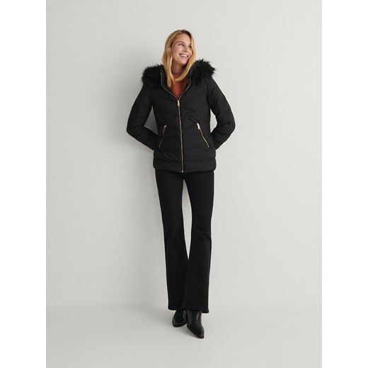 Reserved - Kurtka z futrzanym kapturem - czarny ze sklepu Reserved w kategorii Kurtki damskie - zdjęcie 178539016