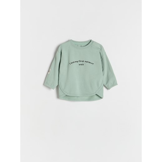 Reserved - Bawełniany longsleeve - zielony ze sklepu Reserved w kategorii Bluzy i swetry - zdjęcie 178539095