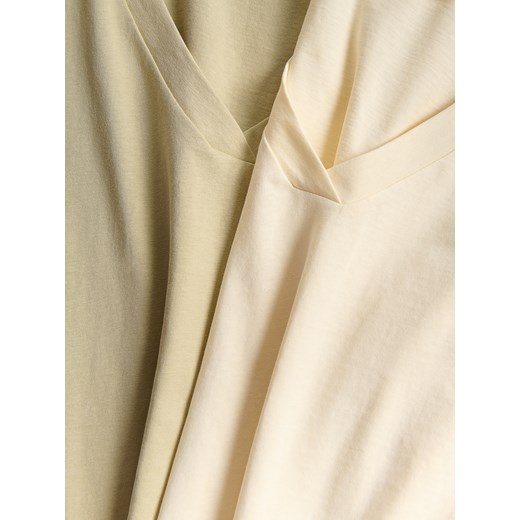 Reserved - T-shirt regular z dekotem V - jasnożółty Reserved S Reserved