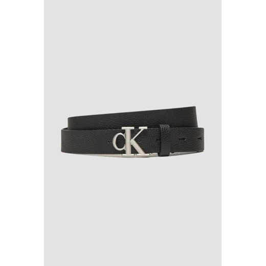 CALVIN KLEIN Czarny damski pasek ze srebrnym CK, Rozmiar 85 ze sklepu outfit.pl w kategorii Paski damskie - zdjęcie 178539756
