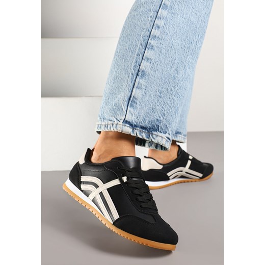 Czarne Sneakersy Typu Klasyczne Tenisówki Zdobione Przeszyciami Zardiva ze sklepu renee.pl w kategorii Buty sportowe damskie - zdjęcie 178539965