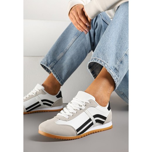 Białe Sneakersy Typu Klasyczne Tenisówki Zdobione Przeszyciami Zardiva ze sklepu renee.pl w kategorii Buty sportowe damskie - zdjęcie 178539977