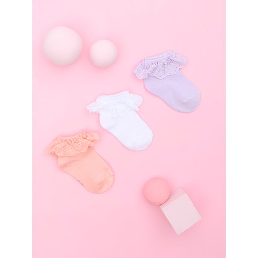 Sinsay - Skarpetki z falbanką 3 pack - wielobarwny Sinsay 15/18 Sinsay