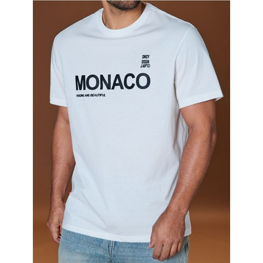 Sinsay - Koszulka z napisem - kremowy ze sklepu Sinsay w kategorii T-shirty męskie - zdjęcie 178541568