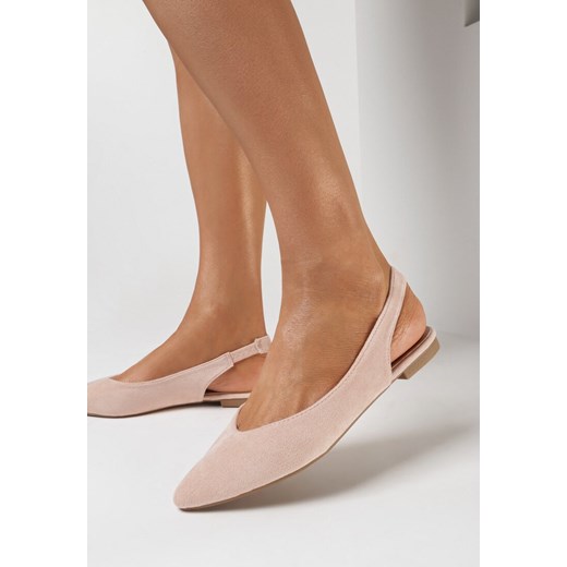 Różowe Pudrowe Sandały Slingback z Noskiem w Szpic Arrilla ze sklepu born2be.pl w kategorii Sandały damskie - zdjęcie 178542286