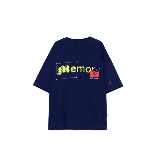 Cropp - Granatowy T-shirt z nadrukiem - granatowy ze sklepu Cropp w kategorii T-shirty męskie - zdjęcie 178542878