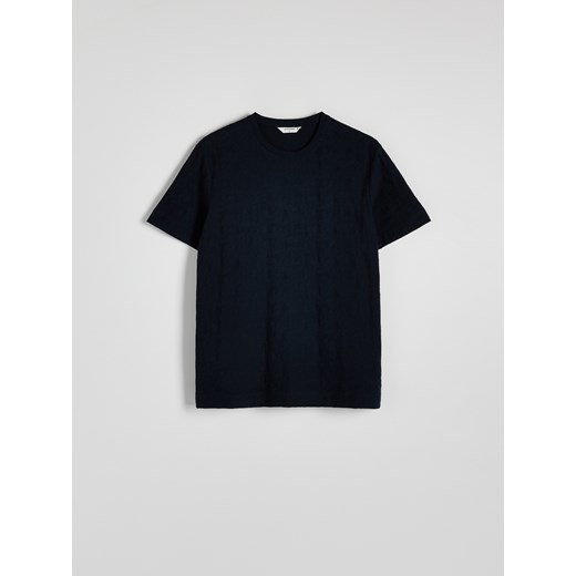 Reserved - Strukturalny t-shirt regular - granatowy Reserved XL Reserved