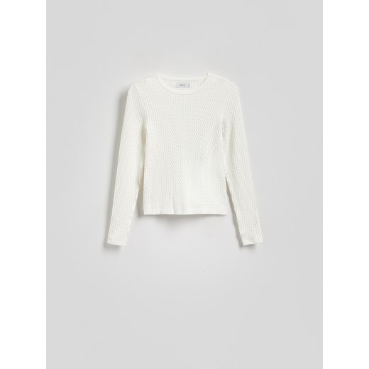 Reserved - Strukturalna bluzka z wiskozą - złamana biel Reserved XL Reserved