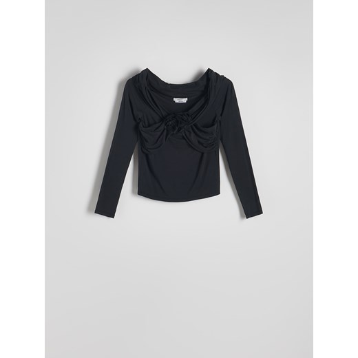 Reserved - Longsleeve z różą - czarny Reserved XS Reserved