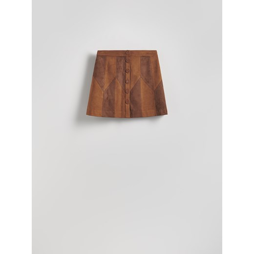 Reserved - Spódnica z imitacji zamszu - brązowy Reserved XL Reserved