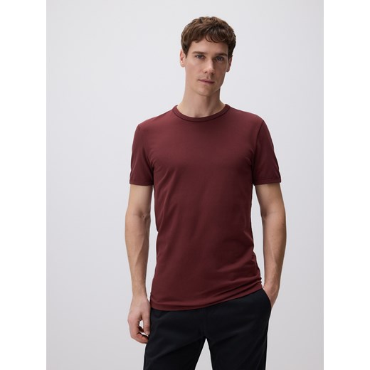Reserved - Bawełniany t-shirt slim fit - bordowy ze sklepu Reserved w kategorii T-shirty męskie - zdjęcie 178549696
