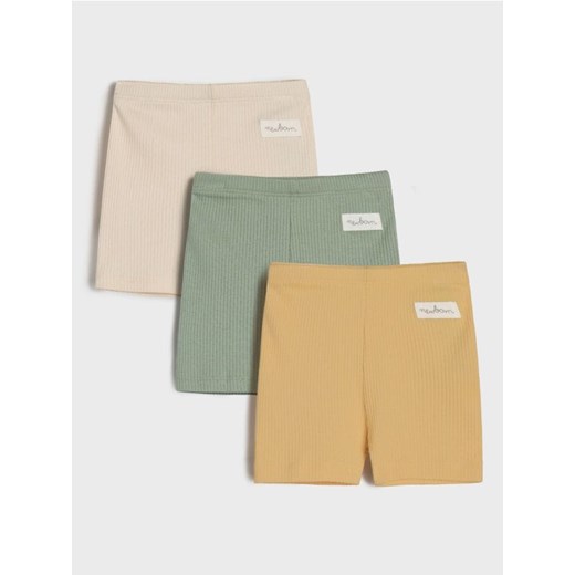 Sinsay - Krótkie legginsy z prążkowanej dzianiny 3 pack - kremowy ze sklepu Sinsay w kategorii Spodenki niemowlęce - zdjęcie 178551045