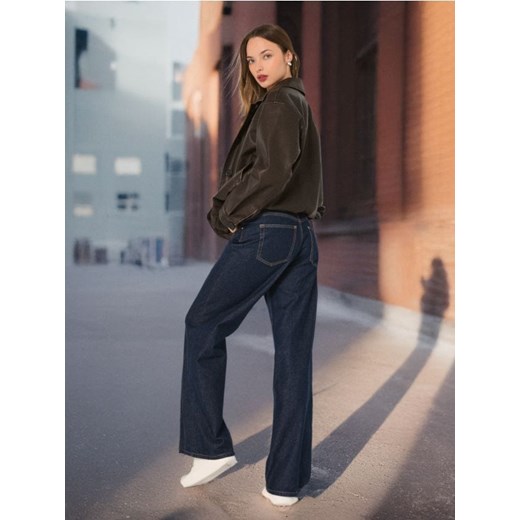 Sinsay - Jeansy wide leg - granatowy ze sklepu Sinsay w kategorii Jeansy damskie - zdjęcie 178551289