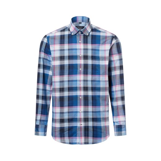 Andrew James Męska koszula casual Mężczyźni Regular Fit Bawełna niebieski w kratkę ze sklepu vangraaf w kategorii Koszule męskie - zdjęcie 178551529