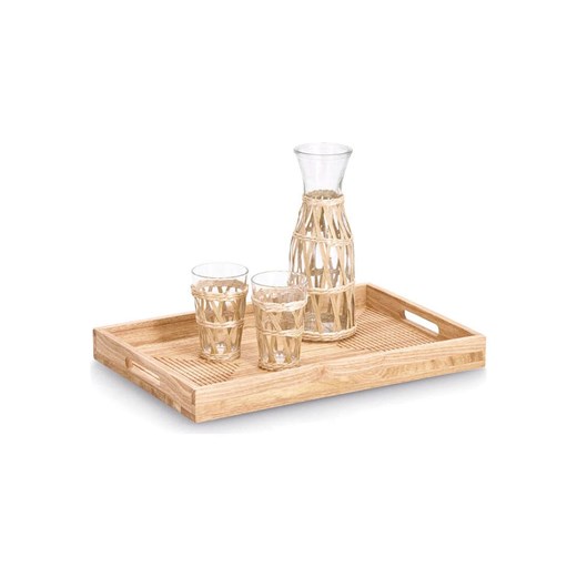 Zeller Taca &quot;Stripes&quot; w kolorze jasnobrązowym - 45,7 x 2 x 30,5 cm Zeller onesize wyprzedaż Limango Polska