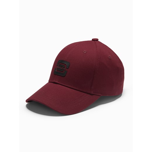 Czapka bejsbolówka męska z logo – bordowa V3 OM-ACCS-0100 ze sklepu ombre w kategorii Czapki z daszkiem męskie - zdjęcie 178555129