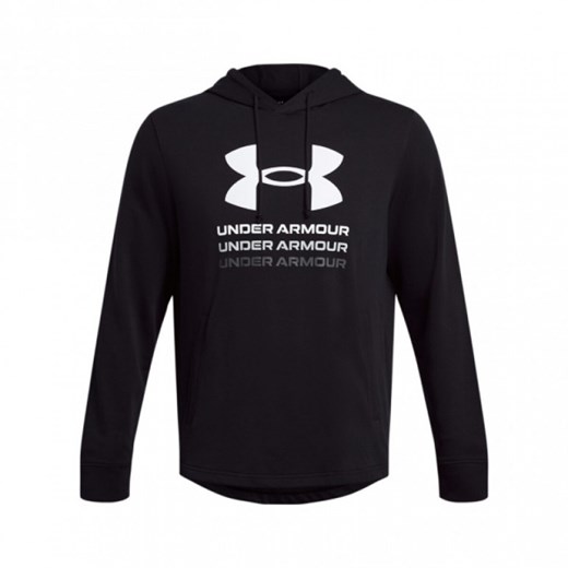 Chłopięca bluza dresowa nierozpinana z kapturem Under Armour UA Boys Rival Terry Hoodie - czarna ze sklepu Sportstylestory.com w kategorii Bluzy chłopięce - zdjęcie 178555679