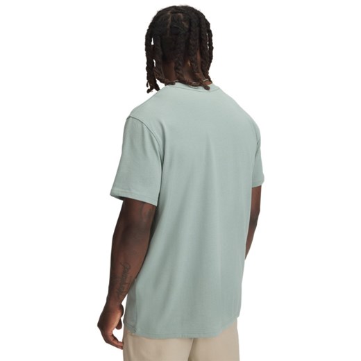 Męski t-shirt z nadrukiem Under Armour UA Logo Emb Heavyweight SS -  zielony ze sklepu Sportstylestory.com w kategorii T-shirty męskie - zdjęcie 178555858