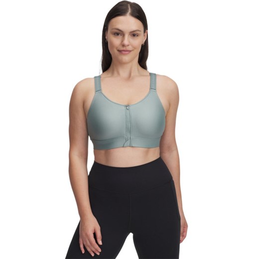 Biustonosz treningowy Under Armour UA Infinity High Zip 2.0 Bra - zielony ze sklepu Sportstylestory.com w kategorii Biustonosze - zdjęcie 178555908