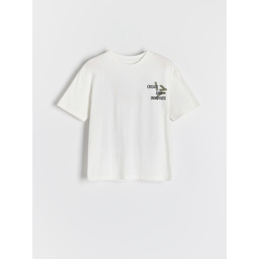 Reserved - T-shirt z nadrukiem - złamana biel ze sklepu Reserved w kategorii T-shirty chłopięce - zdjęcie 178559518