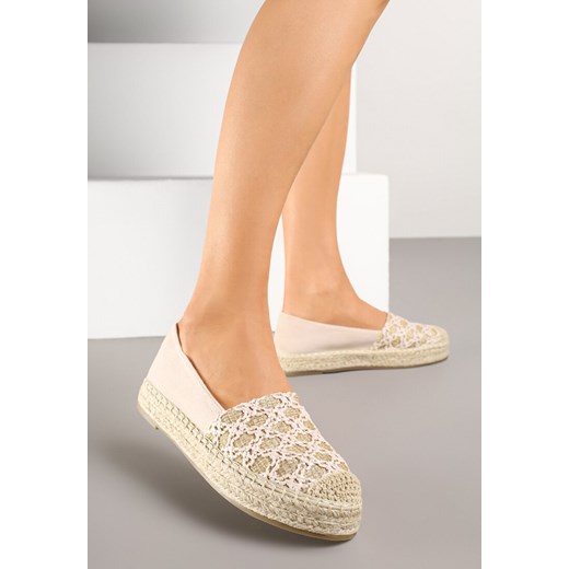 Beżowe Espadryle Ozdobione Plecionką i Geometrycznym Motywem Sdivoria ze sklepu renee.pl w kategorii Espadryle damskie - zdjęcie 178560457