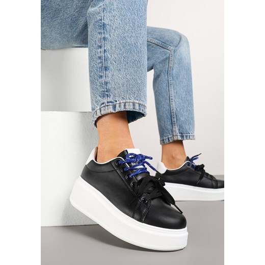 Czarno-Białe Sneakersy z Podwójnym Sznurowaniem Zdivoria ze sklepu renee.pl w kategorii Buty sportowe damskie - zdjęcie 178562587