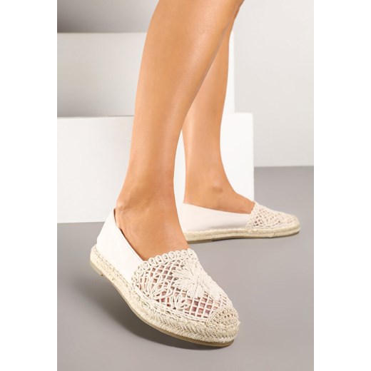 Beżowe Espadryle z Ażurową Cholewką i Plecionką Sdivena ze sklepu renee.pl w kategorii Espadryle damskie - zdjęcie 178562665