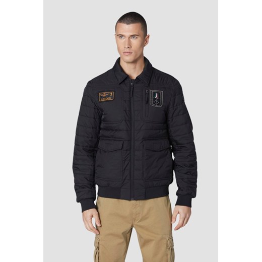AERONAUTICA MILITARE Czarna męska kurtka Quilted Ripstop Pilot, Rozmiar 50 ze sklepu outfit.pl w kategorii Kurtki męskie - zdjęcie 178563849