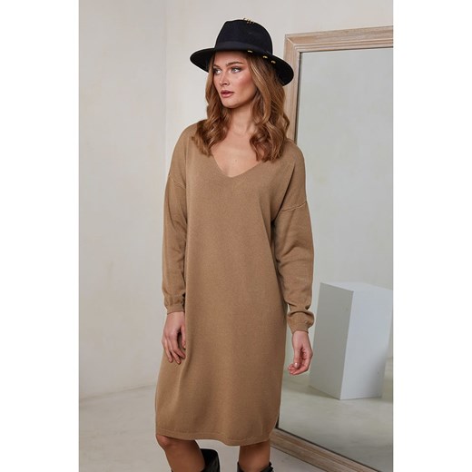 Joséfine Sukienka dzianinowa w kolorze jasnobrązowym Joséfine S okazja Limango Polska