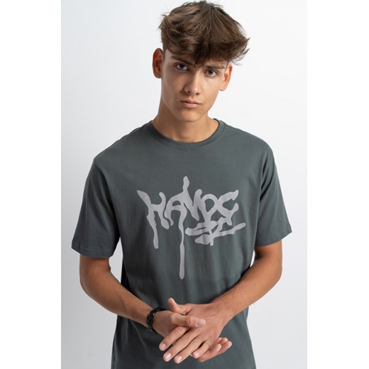 Khaki t-shirt z autorską grafika z przodu, rozmiar - 146, kolor - khaki ze sklepu REPORTER w kategorii T-shirty chłopięce - zdjęcie 178566027