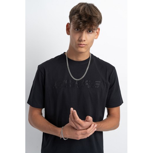 Czarny t-shirt z napisem z błyszczących dżetów, kolor - czarny, rozmiar - 140 ze sklepu REPORTER w kategorii T-shirty chłopięce - zdjęcie 178566085