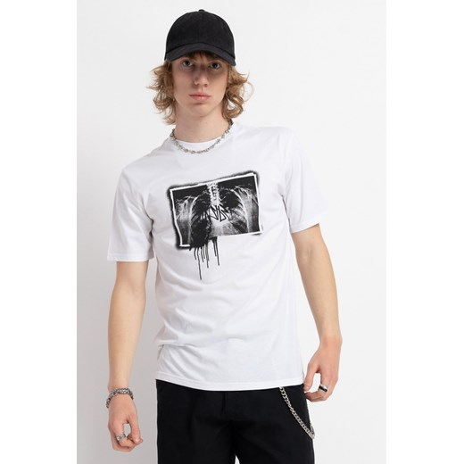 Biały t-shirt z autorską grafiką z przodu, rozmiar - 170, kolor - biały ze sklepu REPORTER w kategorii T-shirty chłopięce - zdjęcie 178566478