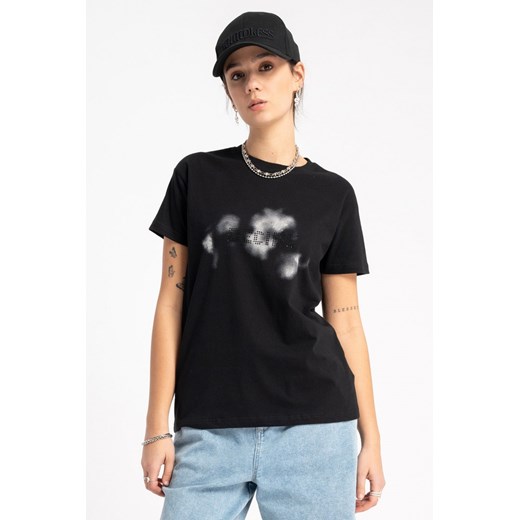 Czarny t-shirt z autorską grafika z przodu, kolor - czarny, rozmiar - 140 ze sklepu REPORTER w kategorii Bluzki dziewczęce - zdjęcie 178566737